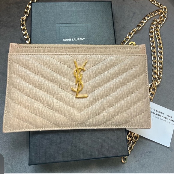 Beige YSL monogram clutch / crossbody bag - Picture 1 of 8